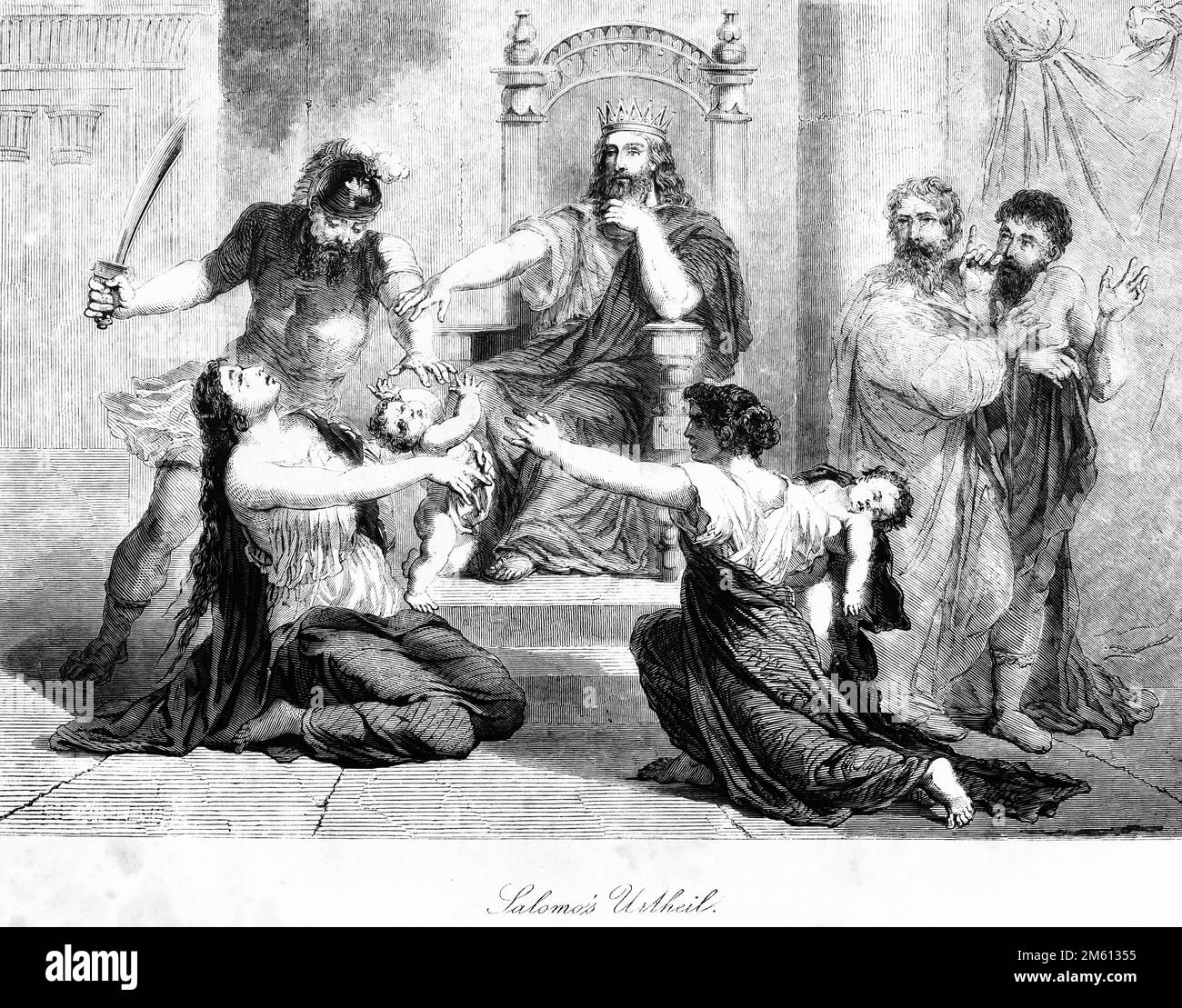 Giudizio solomonico, Bibbia, Antico Testamento, primo Libro dei Re,  illustrazione storica 1850 Foto stock - Alamy