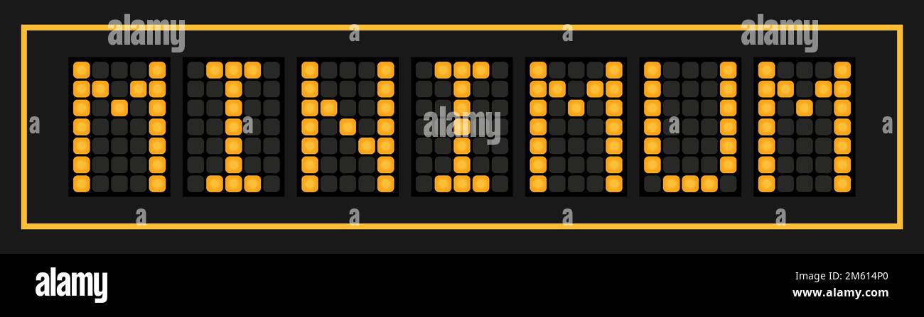 Banner LED di colore arancione in parola minimo su sfondo nero Illustrazione Vettoriale