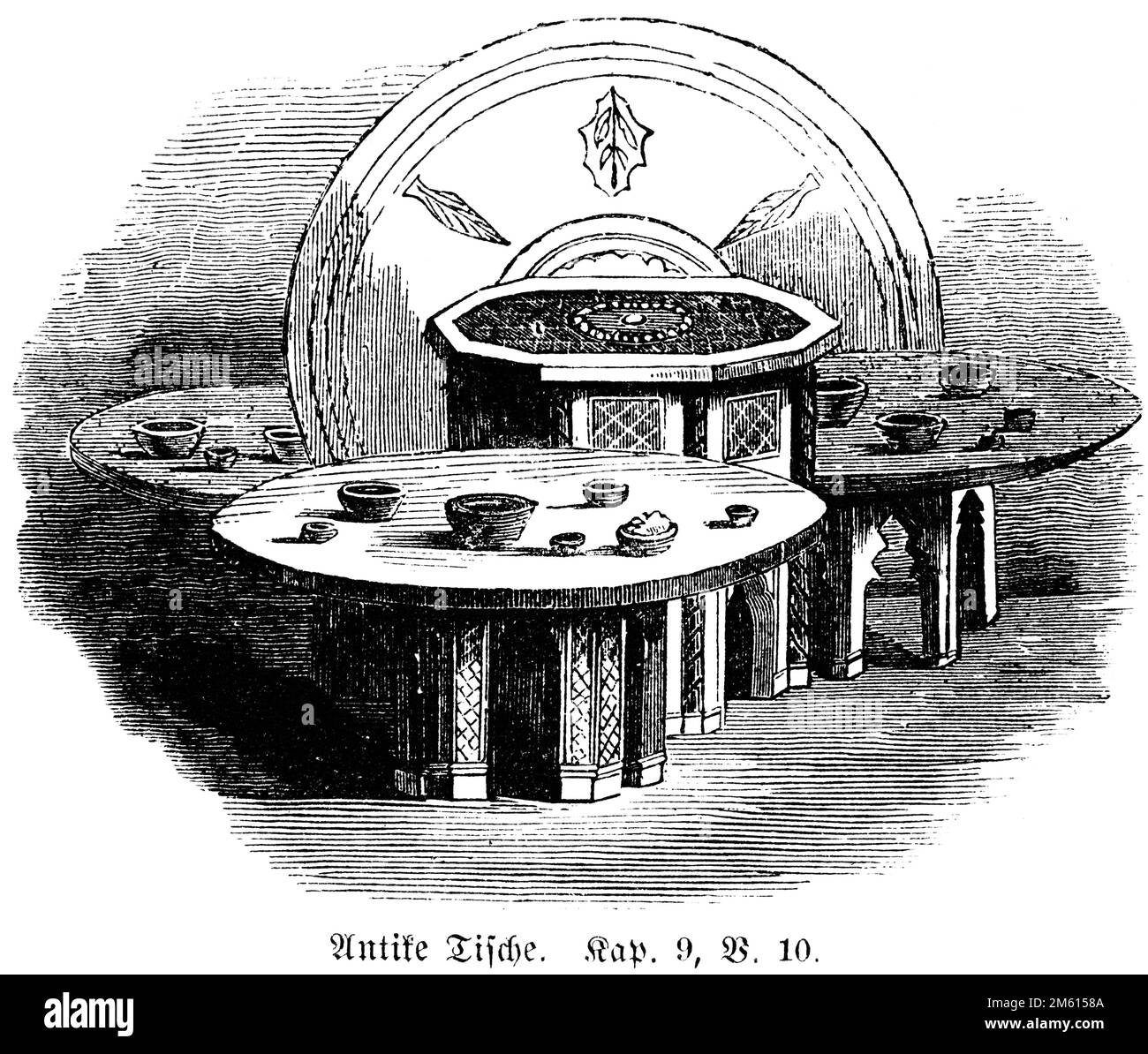 Mefibosceth mangerà pane alla mia tavola, tavole antiche, Bibbia, Antico Testamento, secondo Libro di Samuele, Capitolo 9, Verse10, illustrazione storica 1850 Foto Stock