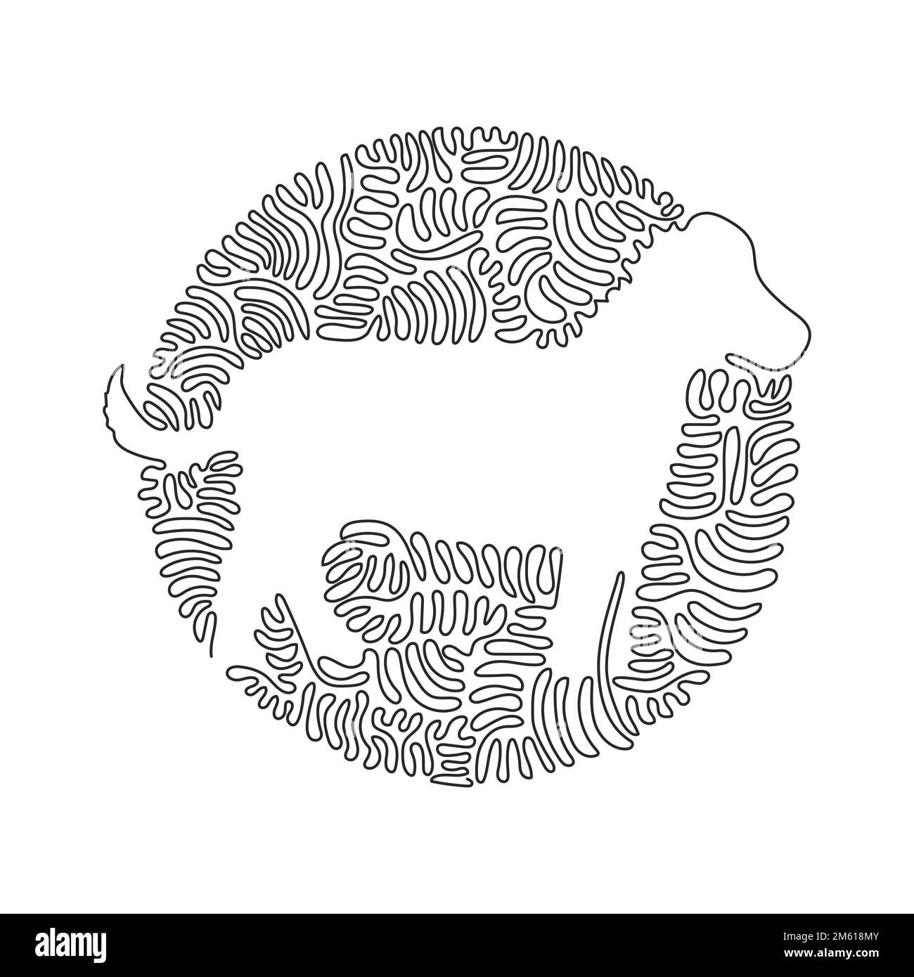 Singolo uno riccio linea disegno di cute cane astratto arte Disegno grafico a linea continua illustrazione vettoriale di animale domestico amichevole per icona Illustrazione Vettoriale