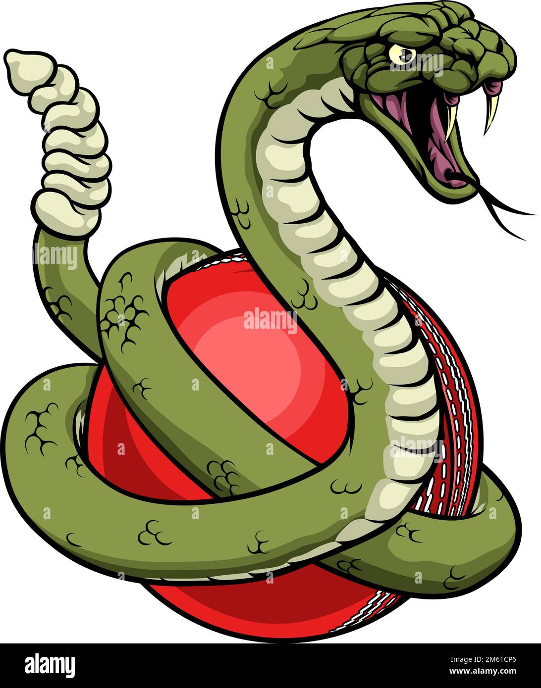 Rattlesnake Cricket Ball Animal Sports Team Mascot Illustrazione Vettoriale