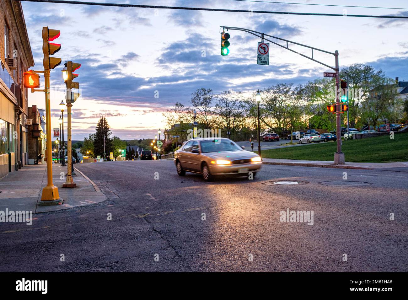 Una strada del centro di Gardner, Massachusetts Foto Stock