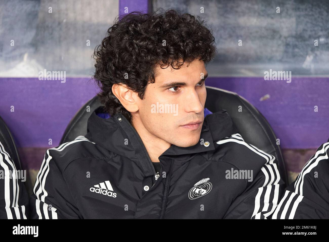 Jesus Vallejo del Real Madrid CF durante la partita la Liga Santander tra Real Valladolid CF e Real Madrid CF allo stadio Jose Zorrilla lo scorso dicembre Foto Stock