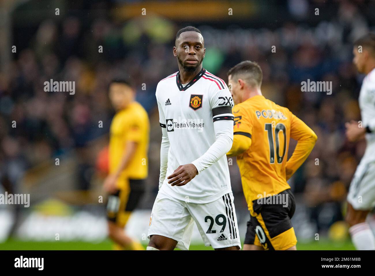 Wolverhampton, Regno Unito. 31st dicembre 2022. Aaron WAN-Bissaka del Manchester United durante la partita della Premier League tra Wolverhampton Wanderers e il Manchester United a Molineux, Wolverhampton, sabato 31st dicembre 2022. (Credit: Gustavo Pantano | MI News ) Credit: MI News & Sport /Alamy Live News Foto Stock