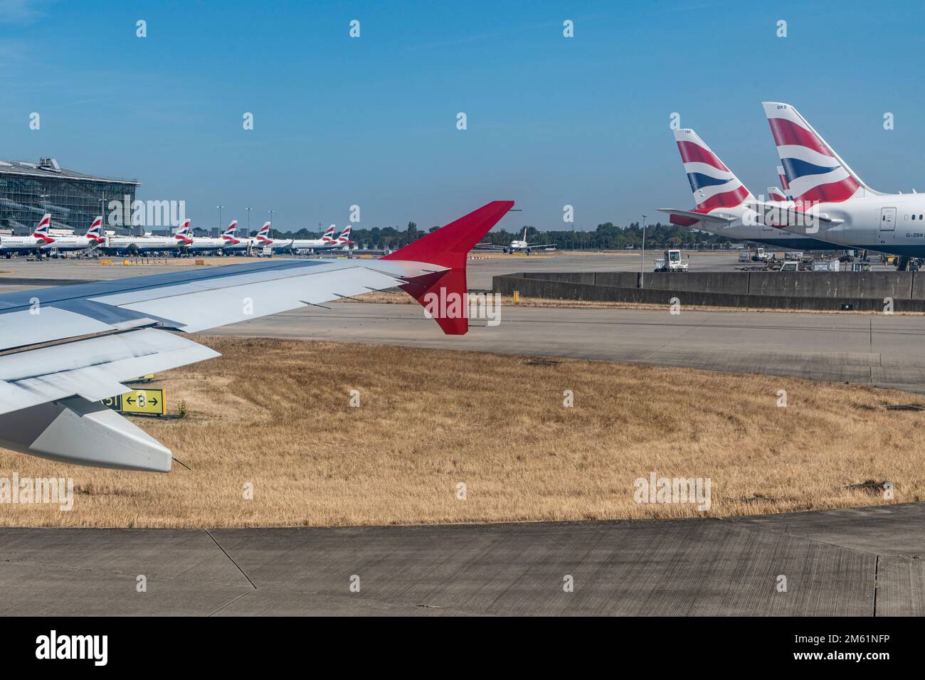 Partenza dall'aeroporto di Heathrow Foto Stock