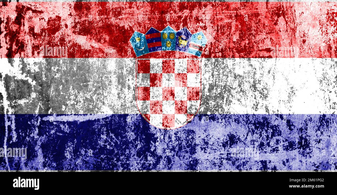 Bandiera della croazia in europa croazia bandiera dell'ue la Croazia suona nel nuovo anno 2023 come membro dell'UE pienamente integrato Foto Stock