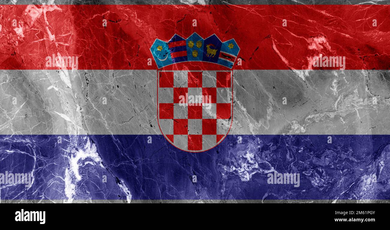 Bandiera della croazia in europa croazia bandiera dell'ue la Croazia suona nel nuovo anno 2023 come membro dell'UE pienamente integrato Foto Stock