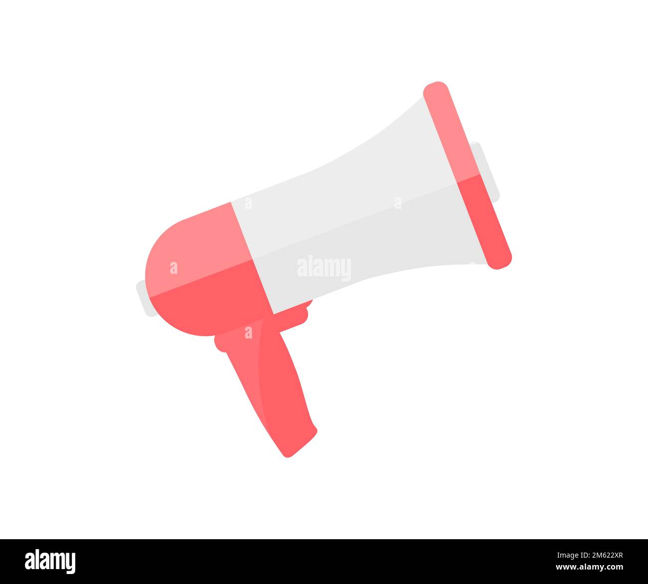 Megafone rosso e bianco, megafone elettrico con suono o marketing logo design pubblicitario. Pronunciare il messaggio del megafono con un forte concetto di design vettoriale Illustrazione Vettoriale