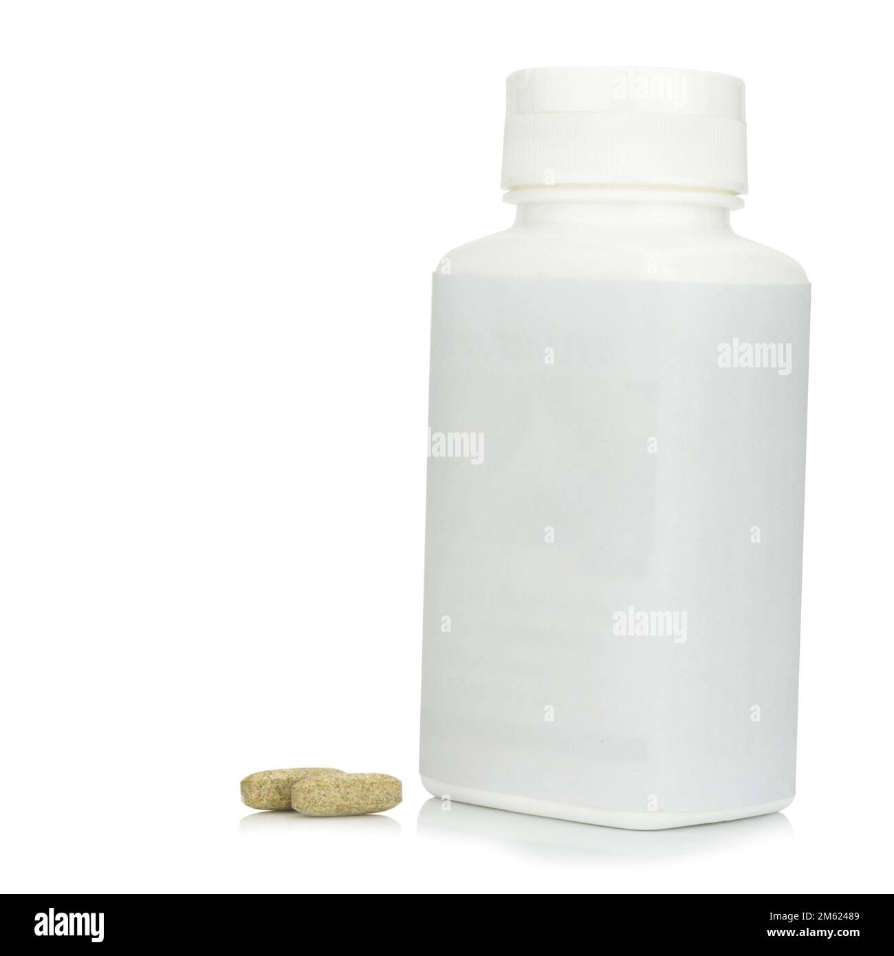 aglio integratori alimentari isolato su sfondo bianco. Foto Stock