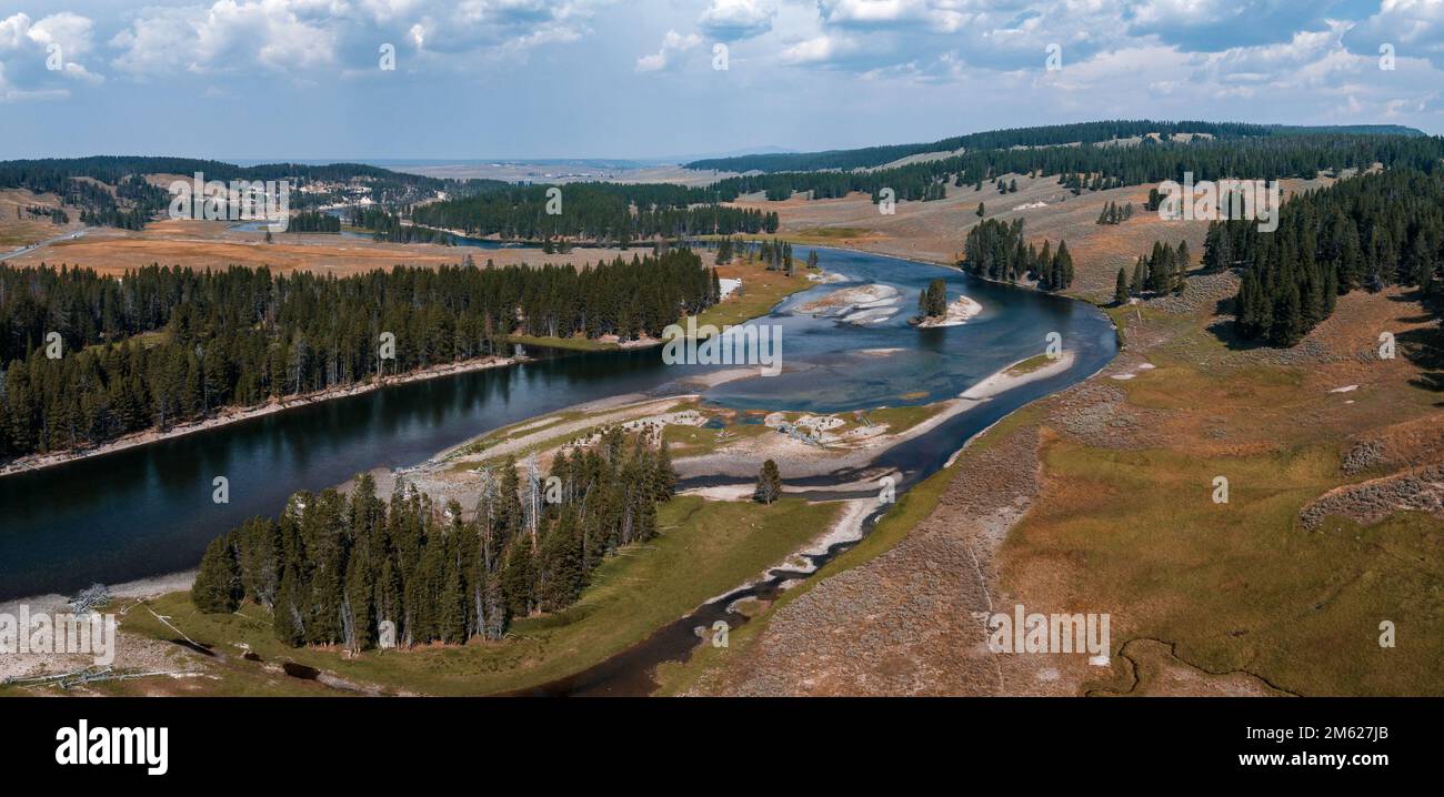 Vista aerea delle foreste del Parco Nazionale di Yellowstone. Foto Stock