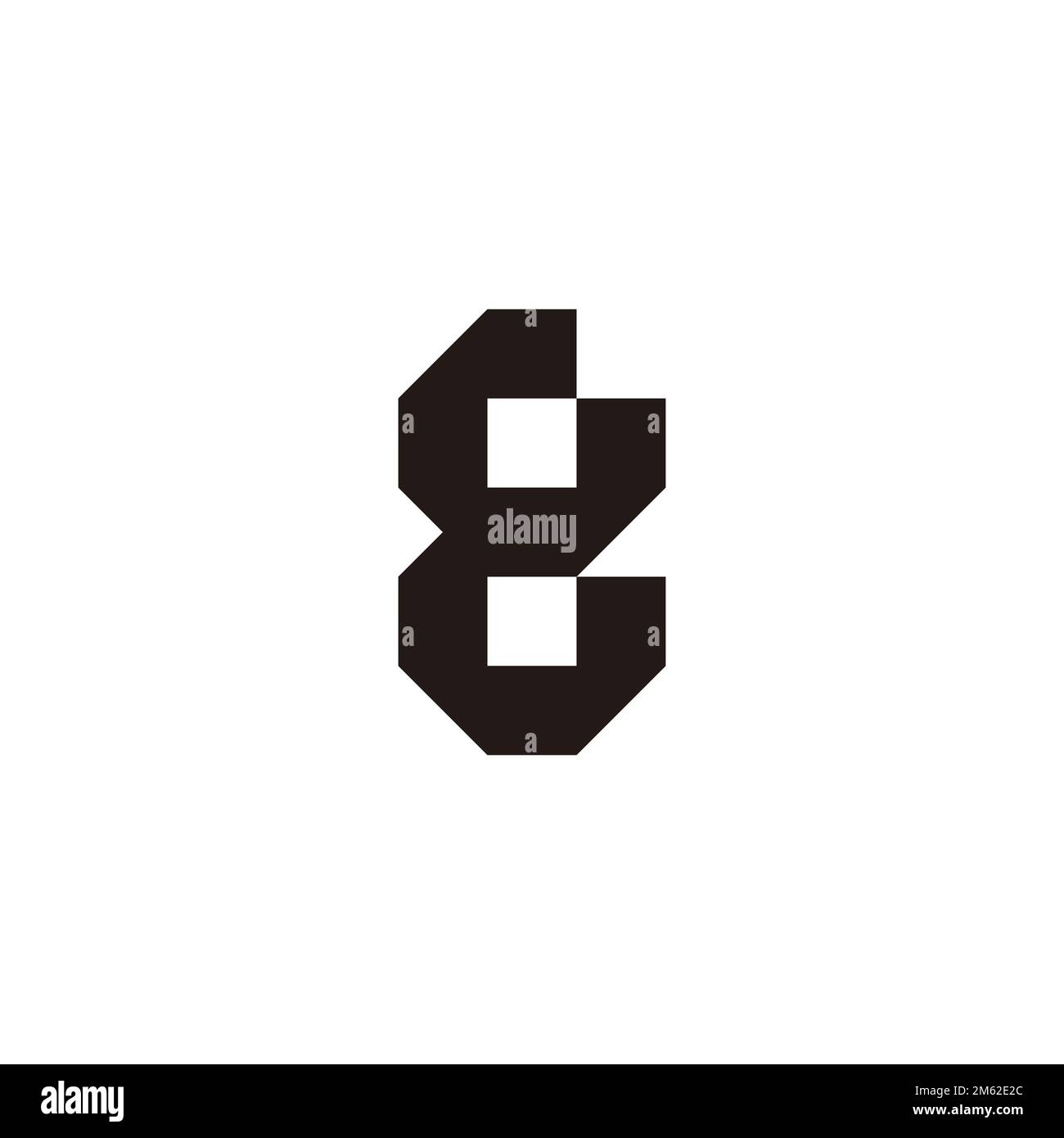 Lettera e forma numero 8 simbolo geometrico semplice vettore logo Foto Stock