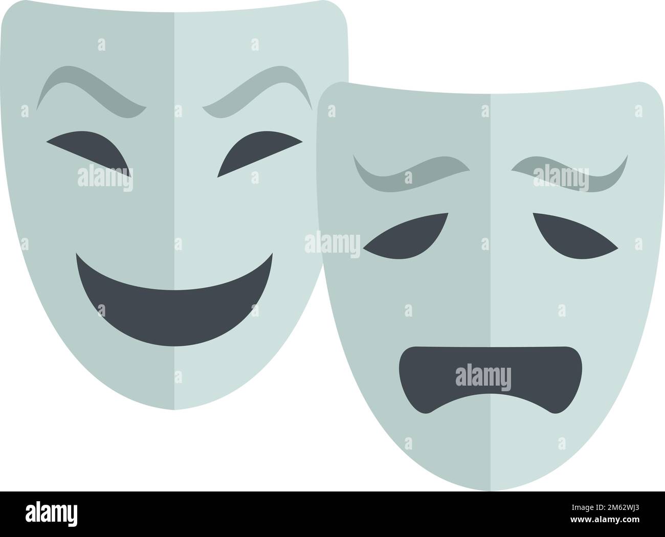 Antico teatro maschera icona vettore piatto. Teatro drammatico. Commedia greca isolato Illustrazione Vettoriale