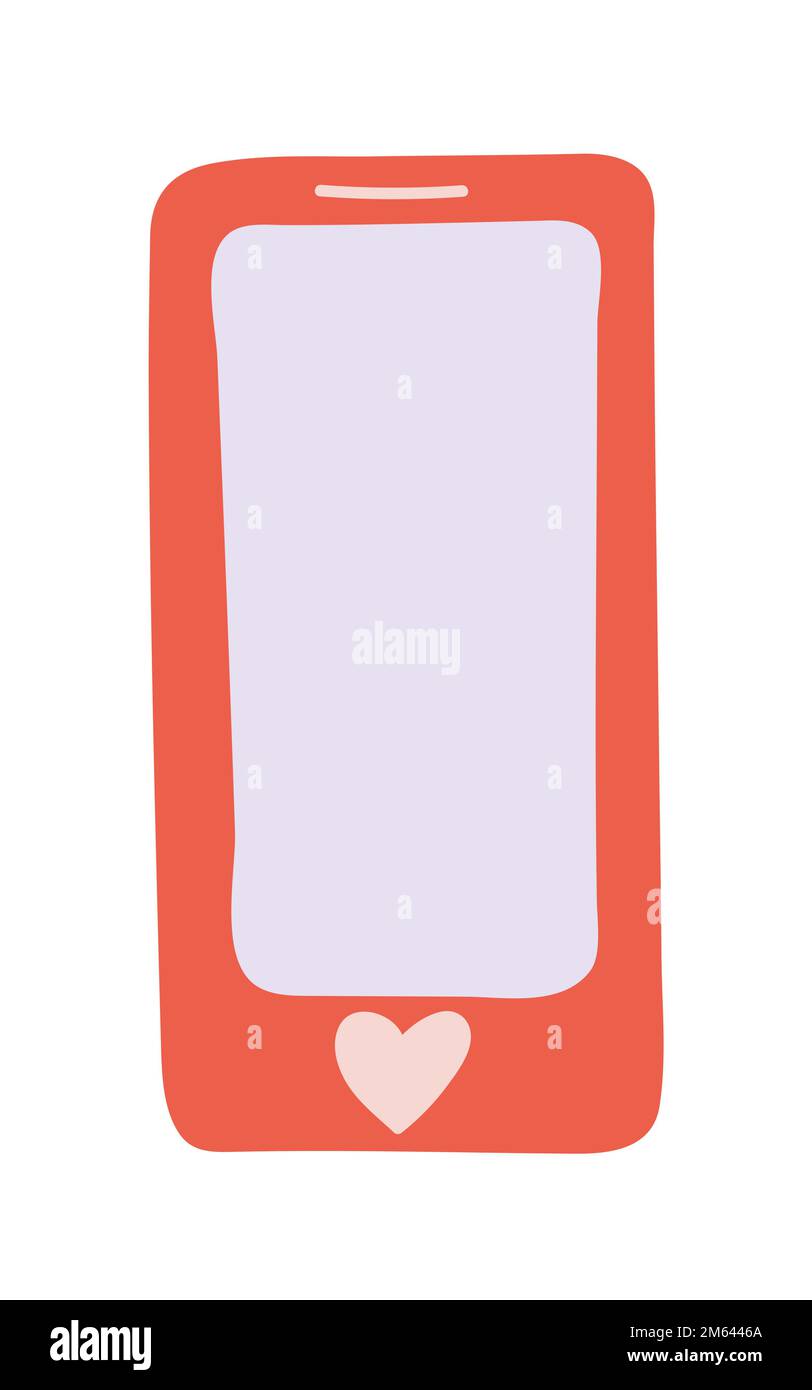 Schizzo del telefono vettoriale con il cuore Illustrazione Vettoriale