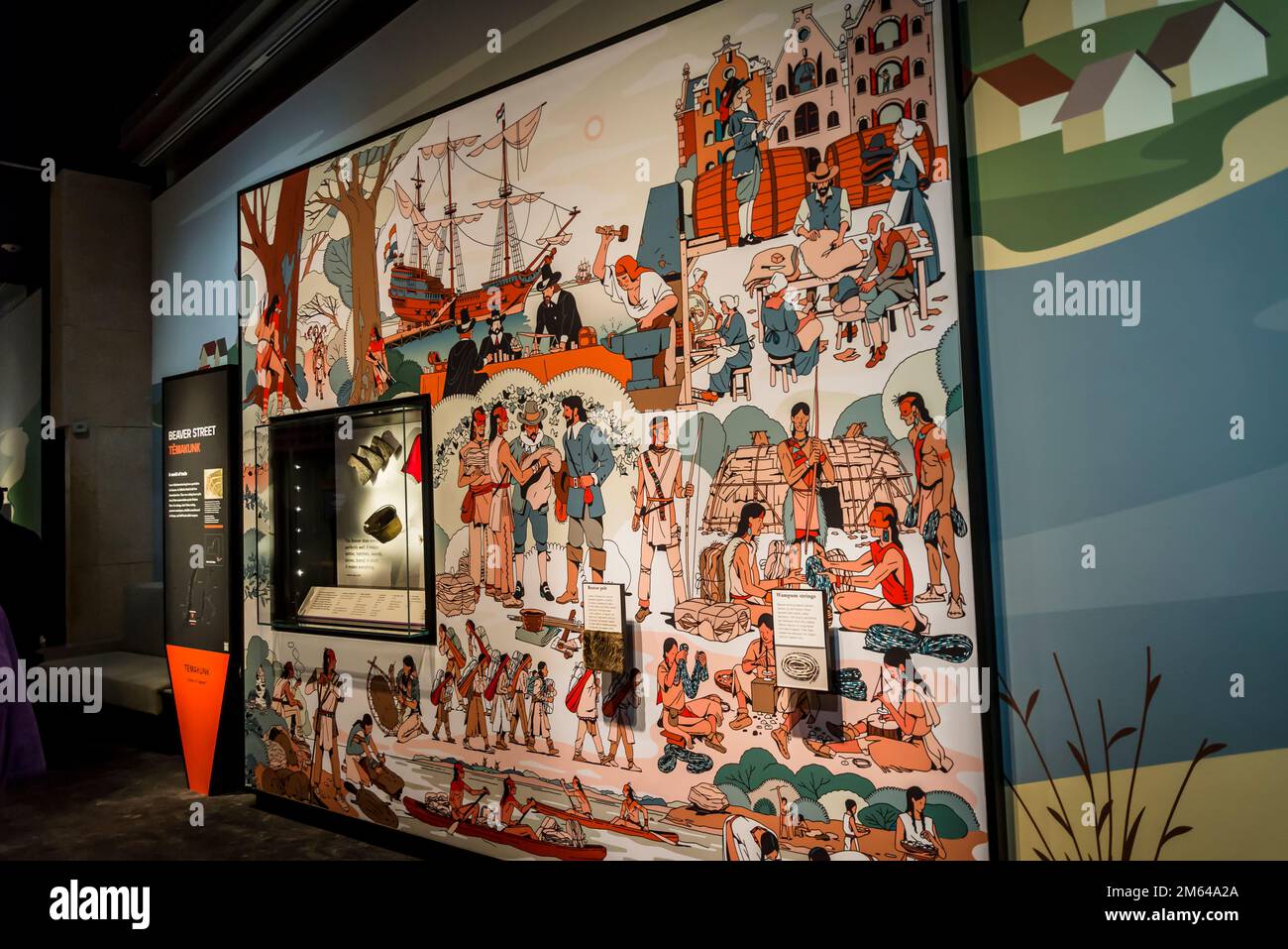 Pannelli didattici, National Museum of the American Indian, situato nella storica Alexander Hamilton US Custom House, New York City, USA Foto Stock