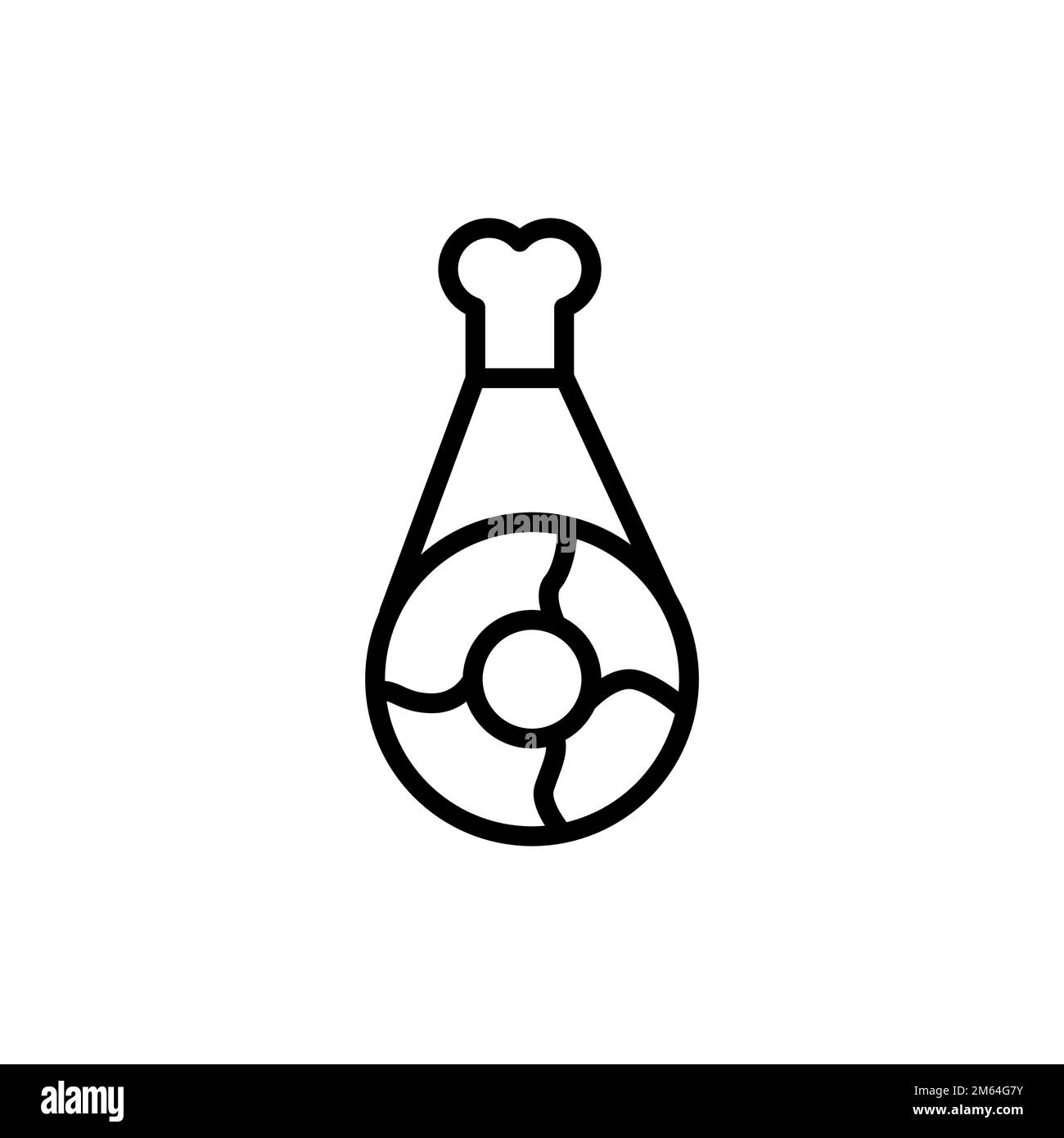 Icona della linea di colore della gamba di manzo. Taglio di carne. Pittogramma per pagina web, app mobile, promo. Illustrazione Vettoriale