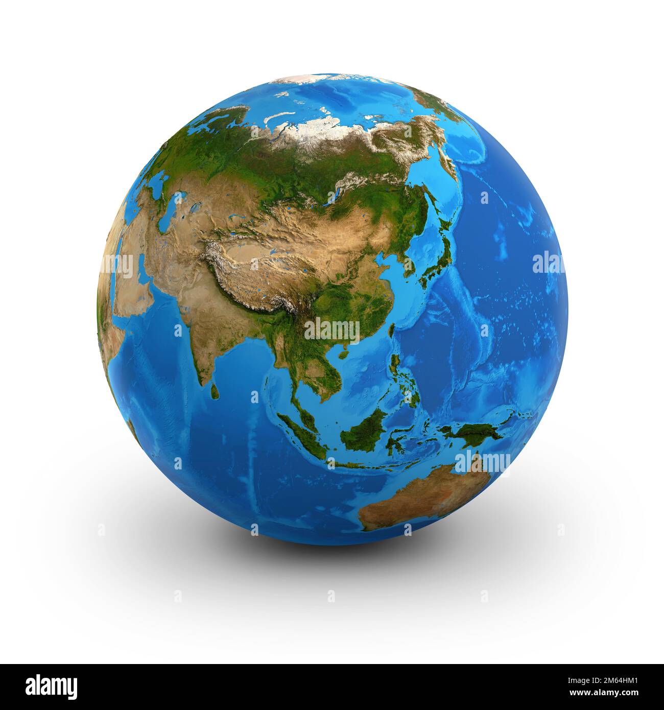 Pianeta Terra globo, molto dettagliato. Vista satellitare del mondo, focalizzata sull'Asia - illustrazione 3D, elementi di questa immagine forniti dalla NASA Foto Stock
