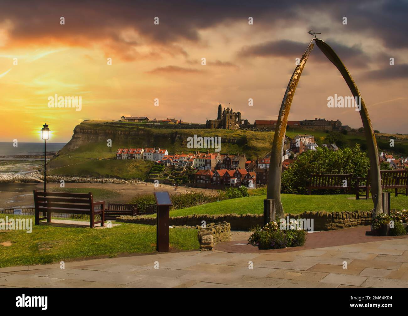 Arco di whalebone a Whitby, North Yorkshire, Regno Unito Foto Stock