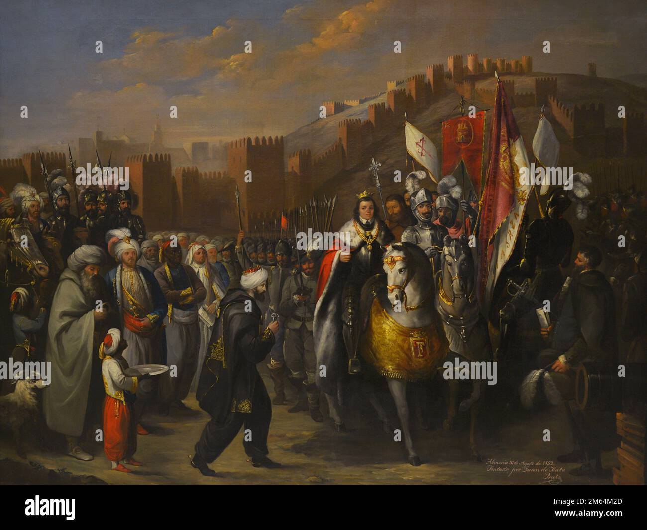 La conquista di Almeria. Consegna delle chiavi di Almeria da parte del re moresco a Ferdinando il cattolico (dicembre 1489). Olio su tela di Juan de Mata Prats, 1852. Museo dell'esercito. Toledo, Spagna. Autore: Juan de Mata Prats (1855). Pittore spagnolo. Foto Stock