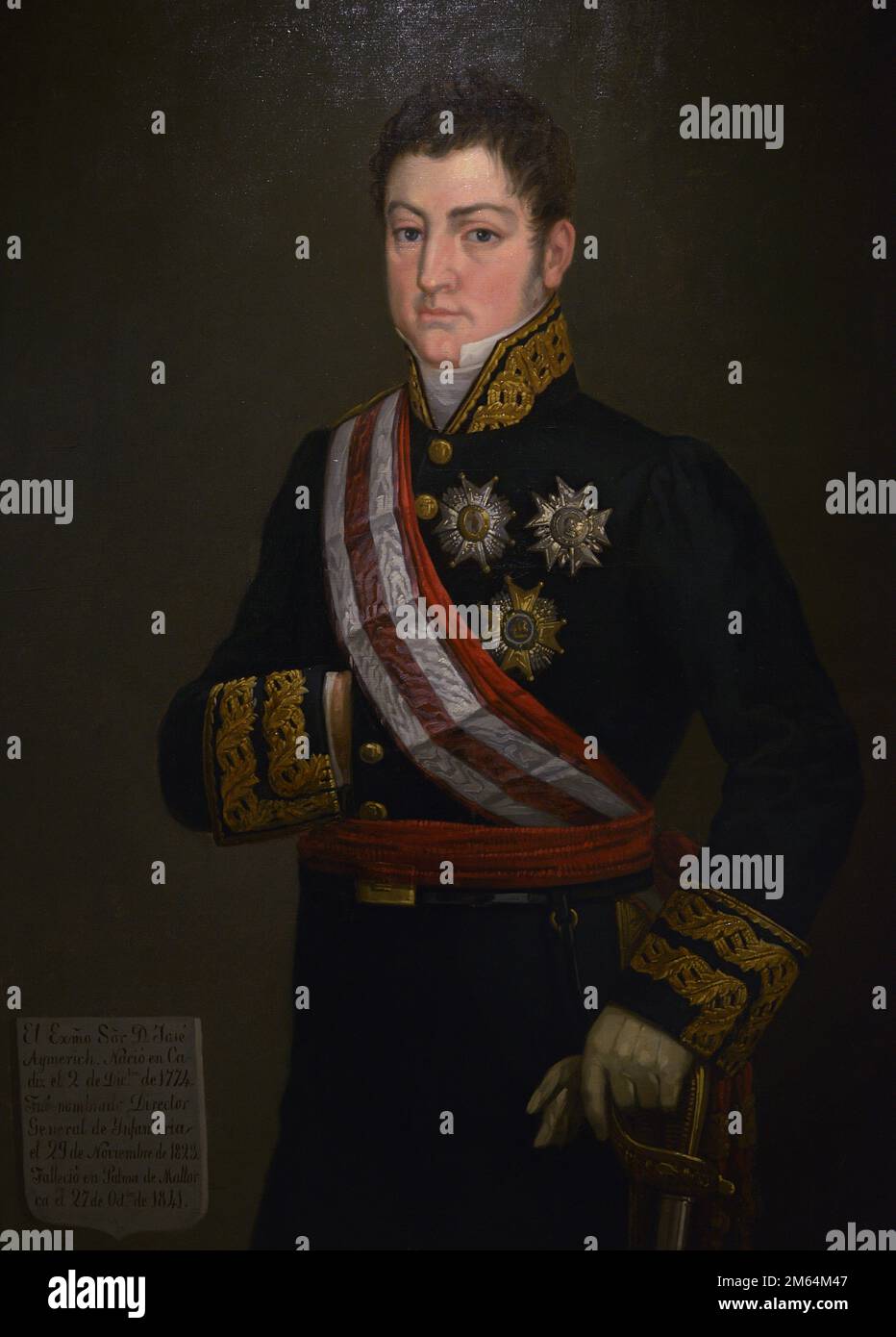 Jose Aymerich y Baras (1775-1841). Tenente generale spagnolo e segretario di guerra. Tenente generale Jose Aymerich. Ritratto anonimo, 1841. Olio su tela. Museo dell'esercito. Toledo, Spagna. Foto Stock