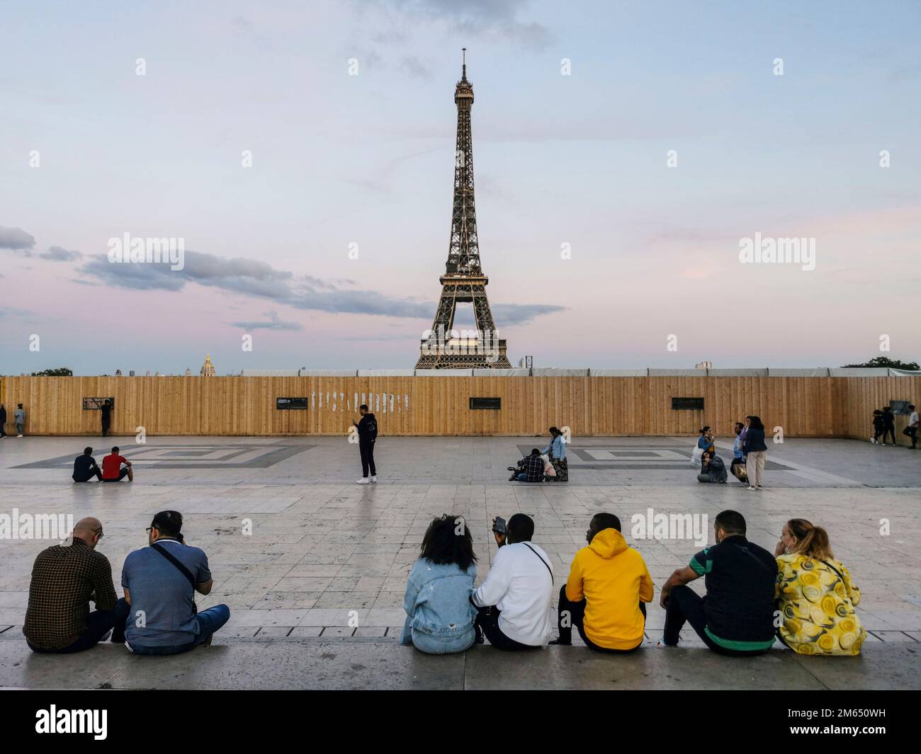 Francia, Parigi, Vista dal Trocadero sulla Torre Eiffel, il sito Trocadero del Palais de Chaillot è una zona del 16th ° arrondissement, Foto © fa Foto Stock