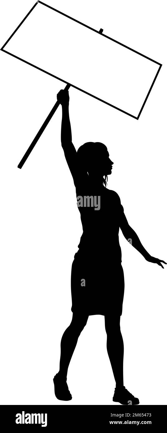 Protesta Rally marzo Picket segno Silhouette persona Illustrazione Vettoriale