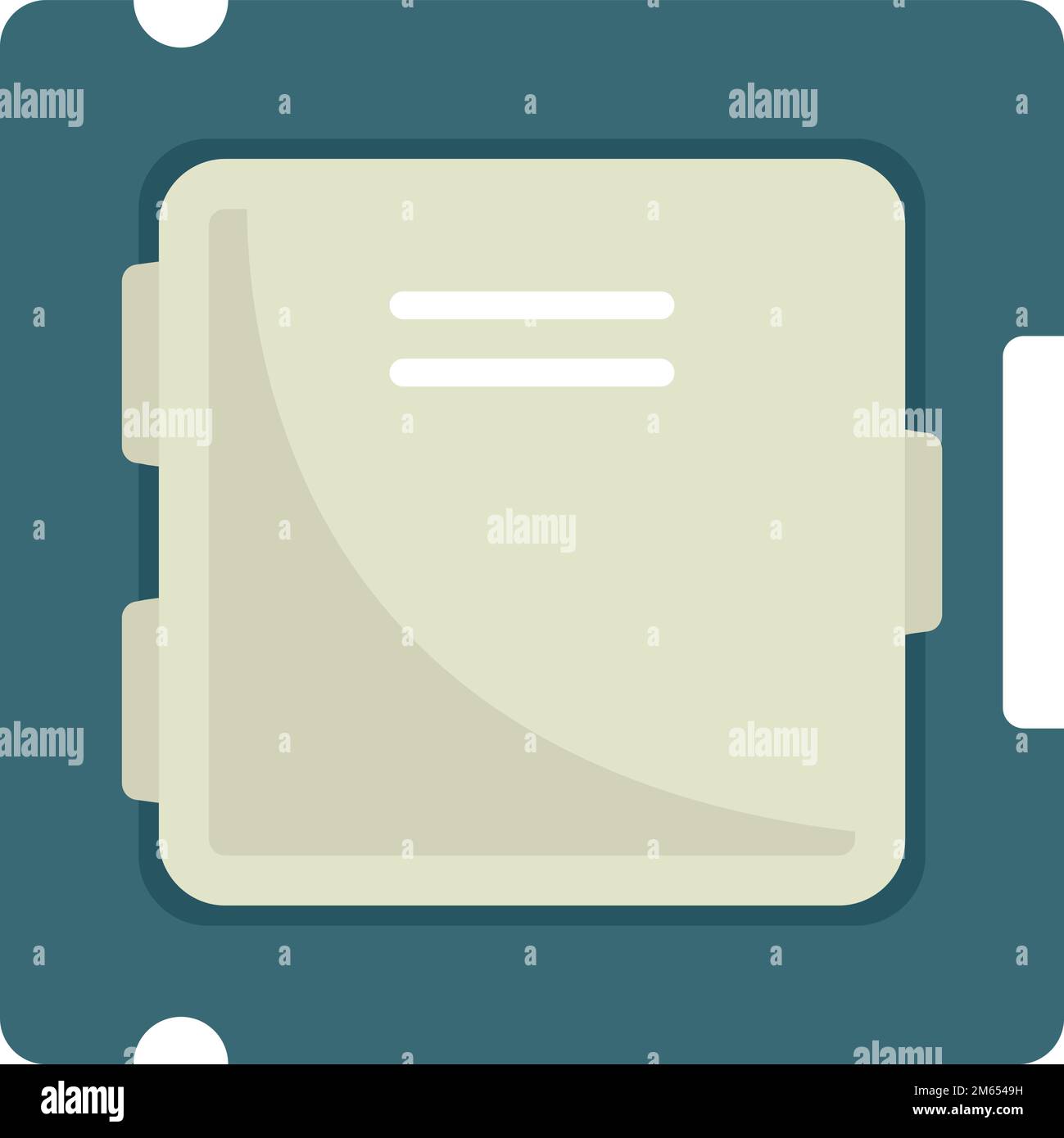 Icona del chip del processore vettore piatto. CPU del circuito. Data core isolato Illustrazione Vettoriale
