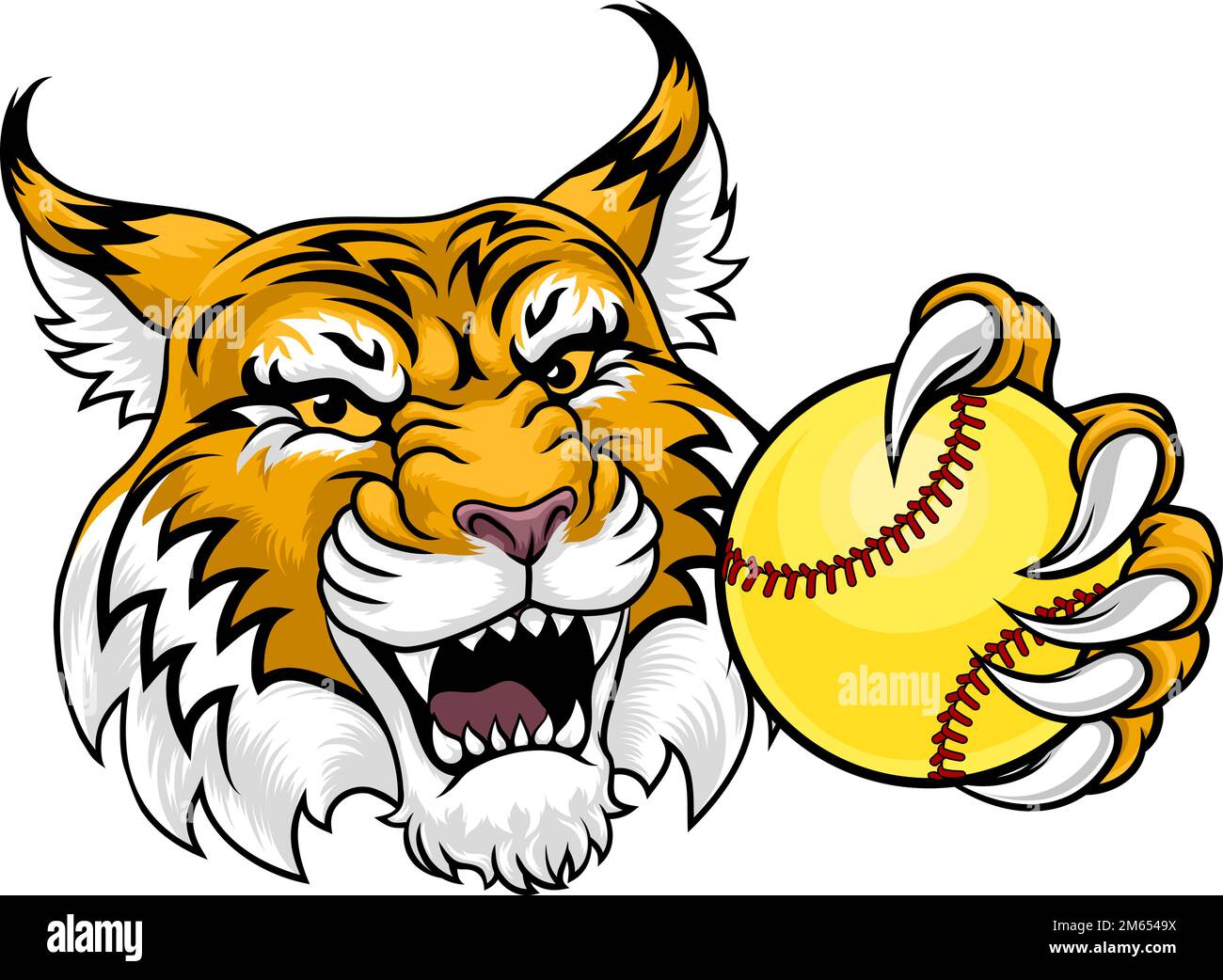 Wildcat Bobcat Softball Animal Sports Team Mascot Illustrazione Vettoriale