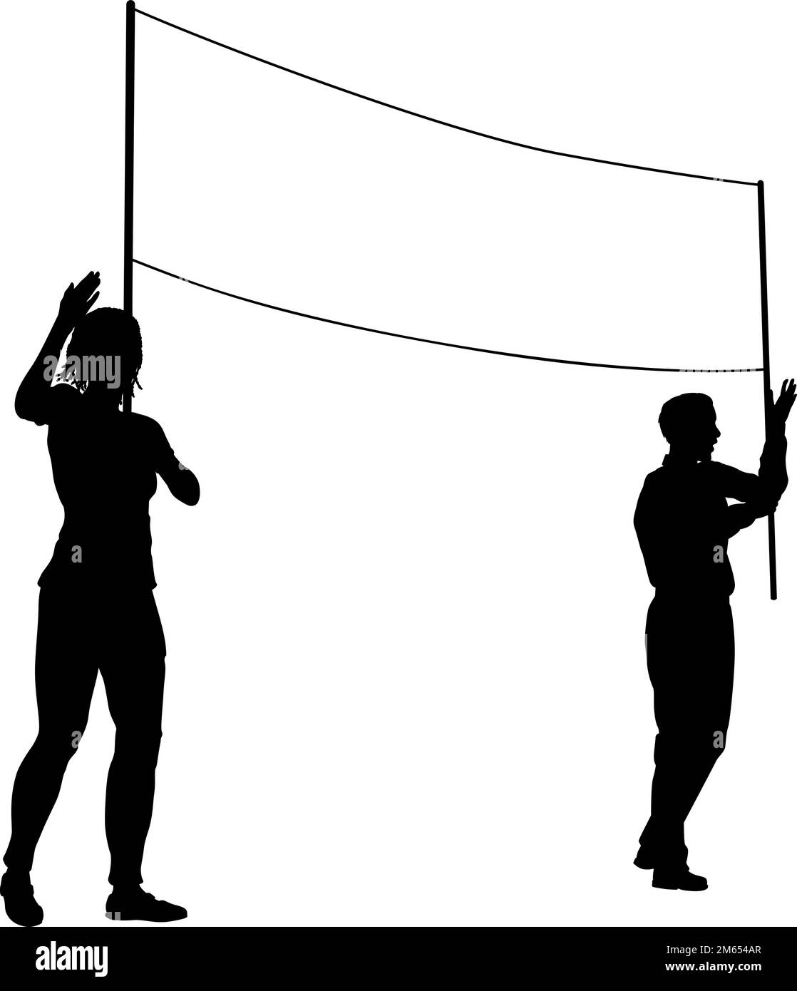 Banner Silhouette manifestanti al Rally Strike di marzo Illustrazione Vettoriale