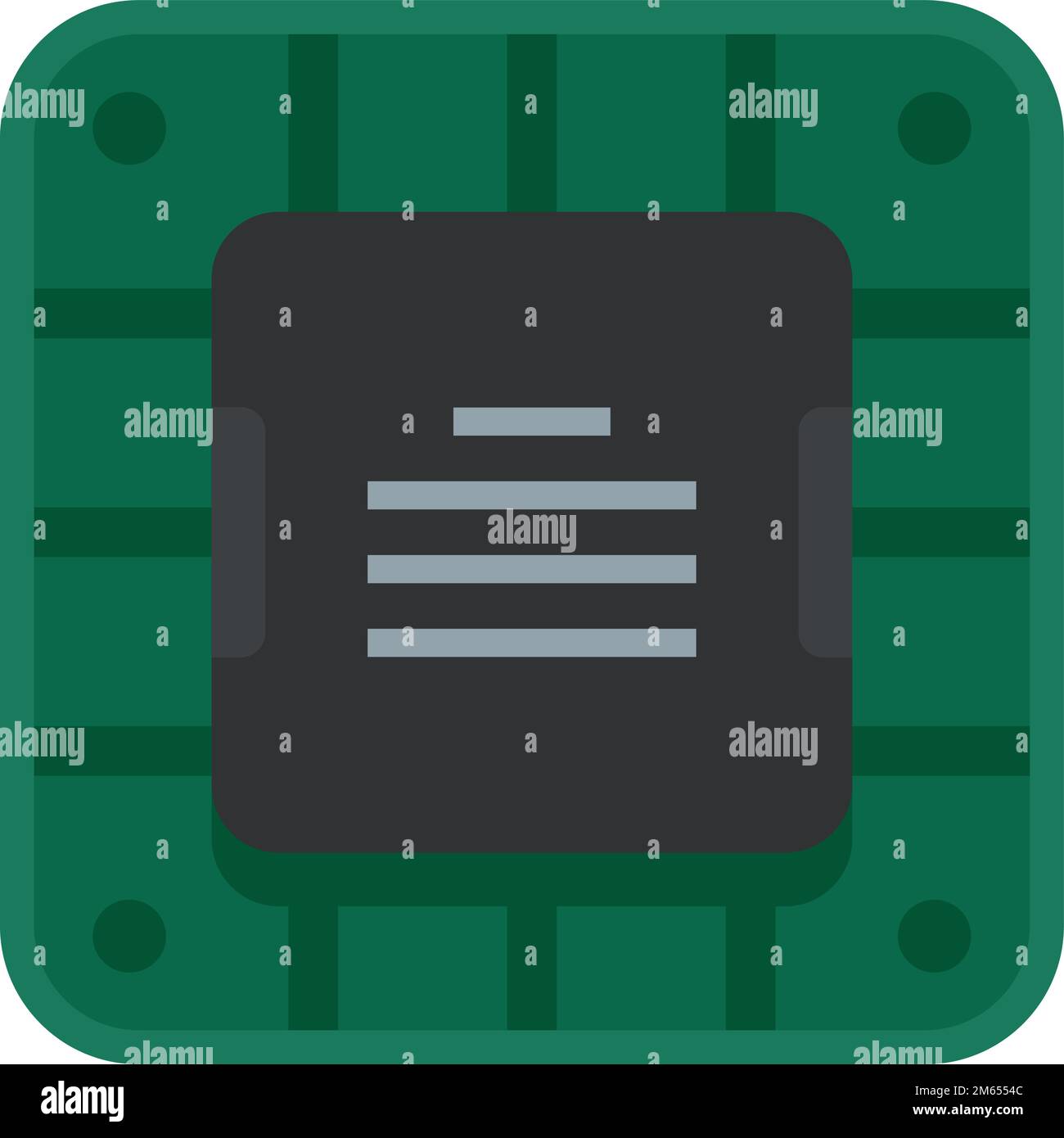 Vettore piatto icona cpu digitale. Circuito chip. PC centrale isolato Illustrazione Vettoriale