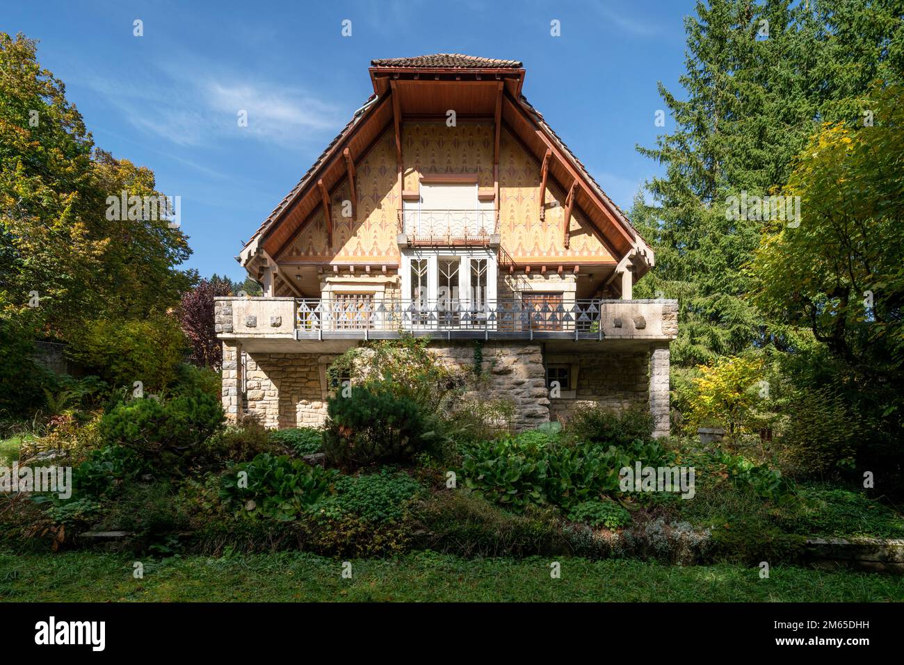 La Chaux-de-Fonds, Villa Follet, 1906-1907, Erstes Haus des Architekten le Corbusier / Charles Jeanneret, Gartenseite Foto Stock