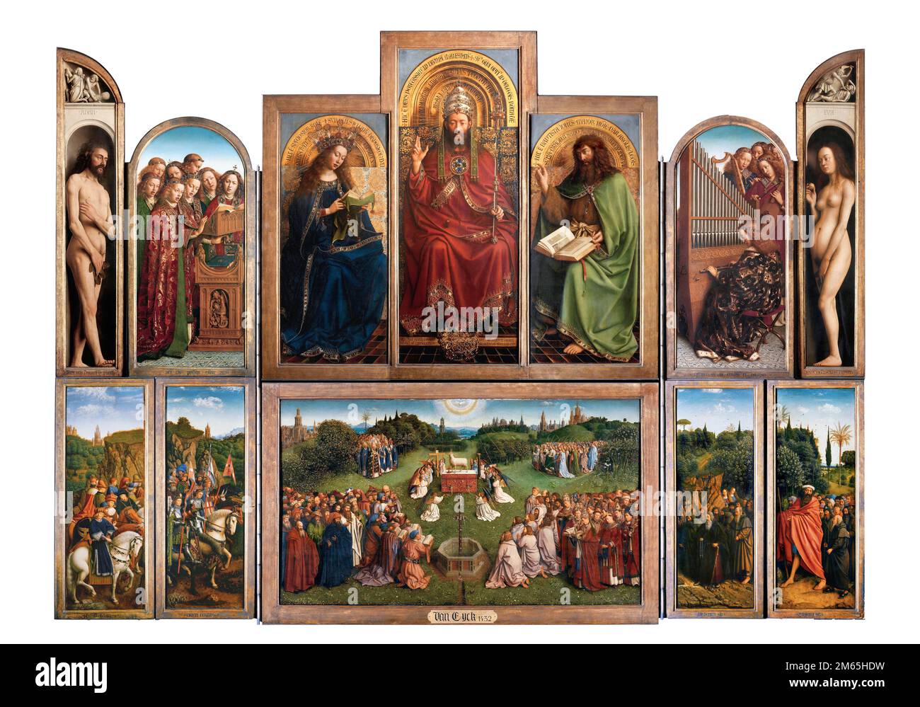 La pala d'altare di Gand, dipinto di Jan van Eyck (c.1390-1441), 1432 Foto Stock