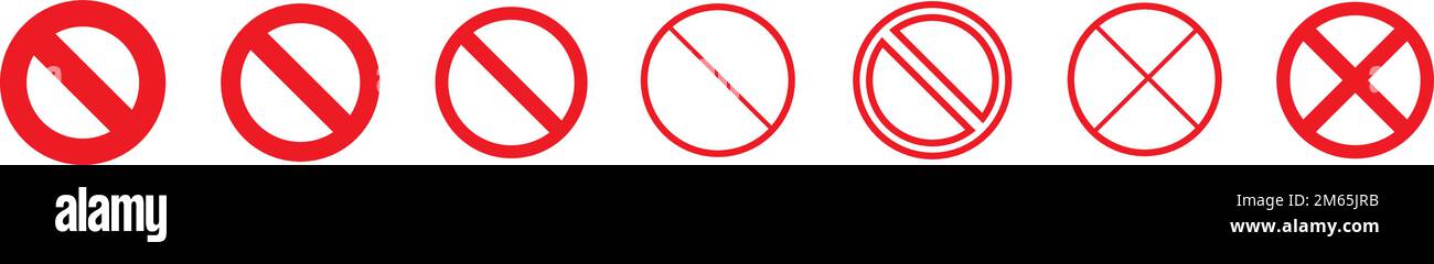 Vettore di una serie di modelli di cerchio di divieto con spessore diverso Illustrazione Vettoriale