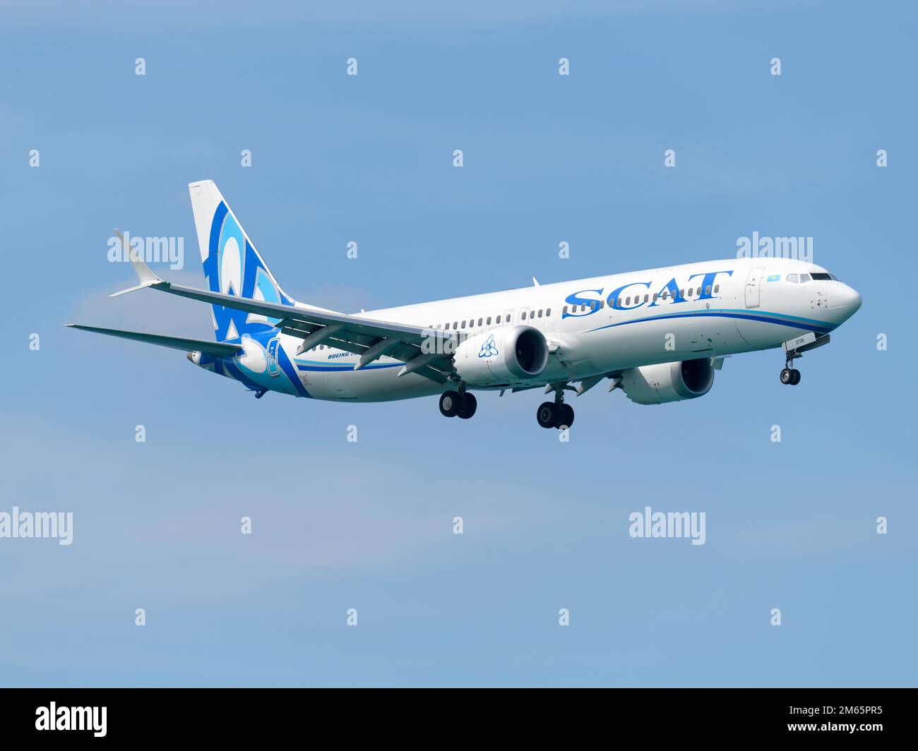 Aereo SCAT Airlines Boeing 737-9 MAX in volo. Aereo 737 MAX di Scat Airlines. Aereo SU-B3726. Foto Stock