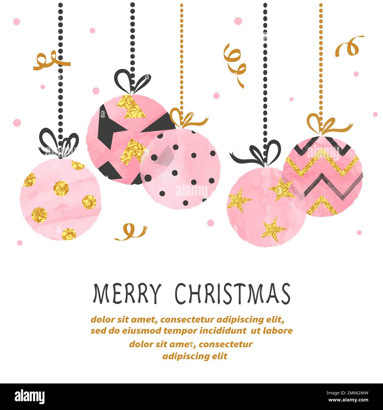 Buon biglietto di Natale con palle acquerello. Illustrazione vettoriale  Immagine e Vettoriale - Alamy