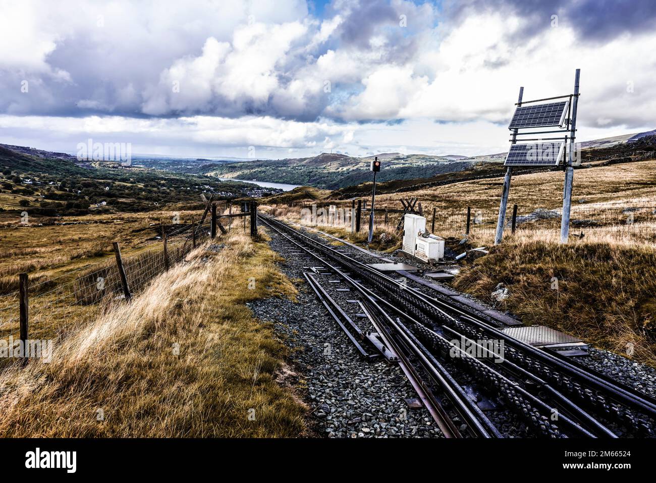 Treno per la montagna Snowdon Foto Stock