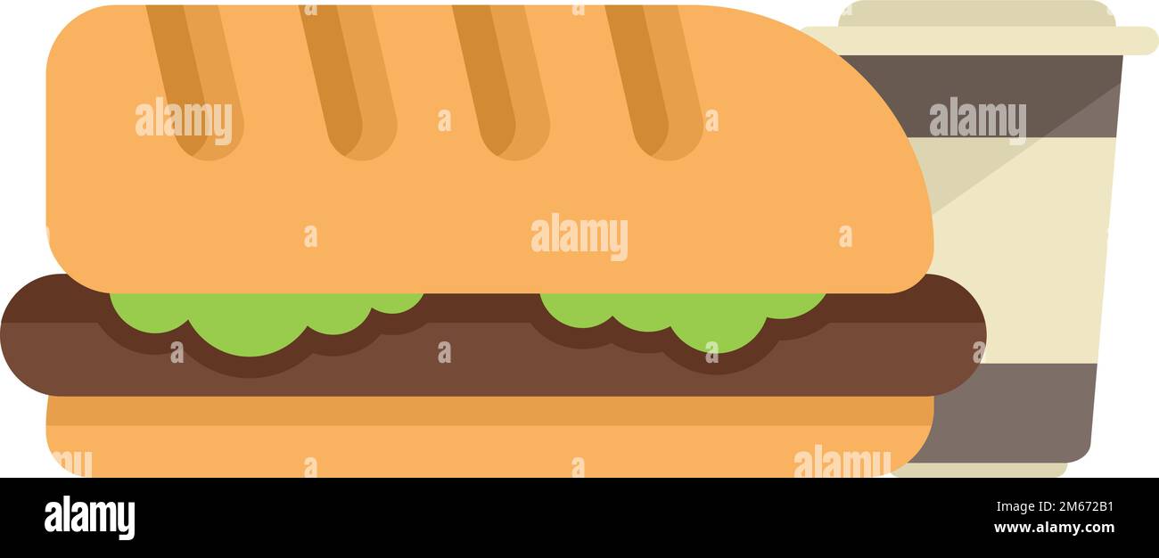 Pranzo a sandwich icona piatto vettore. Pasto sano. Sacchetto snack isolato Illustrazione Vettoriale