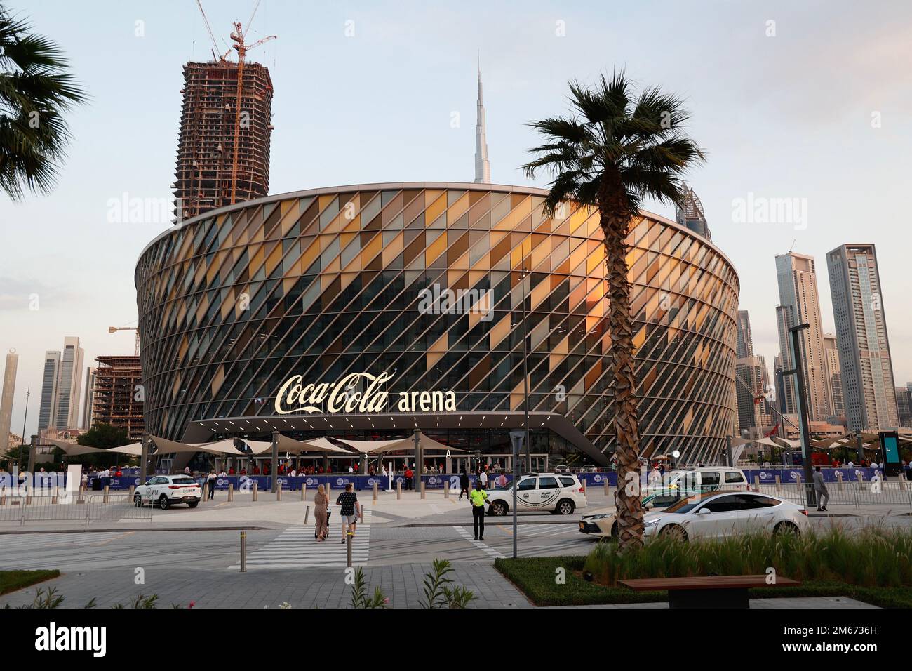 Vista della COCA COLA Arena a Dubai, Emirati Arabi Uniti Foto Stock