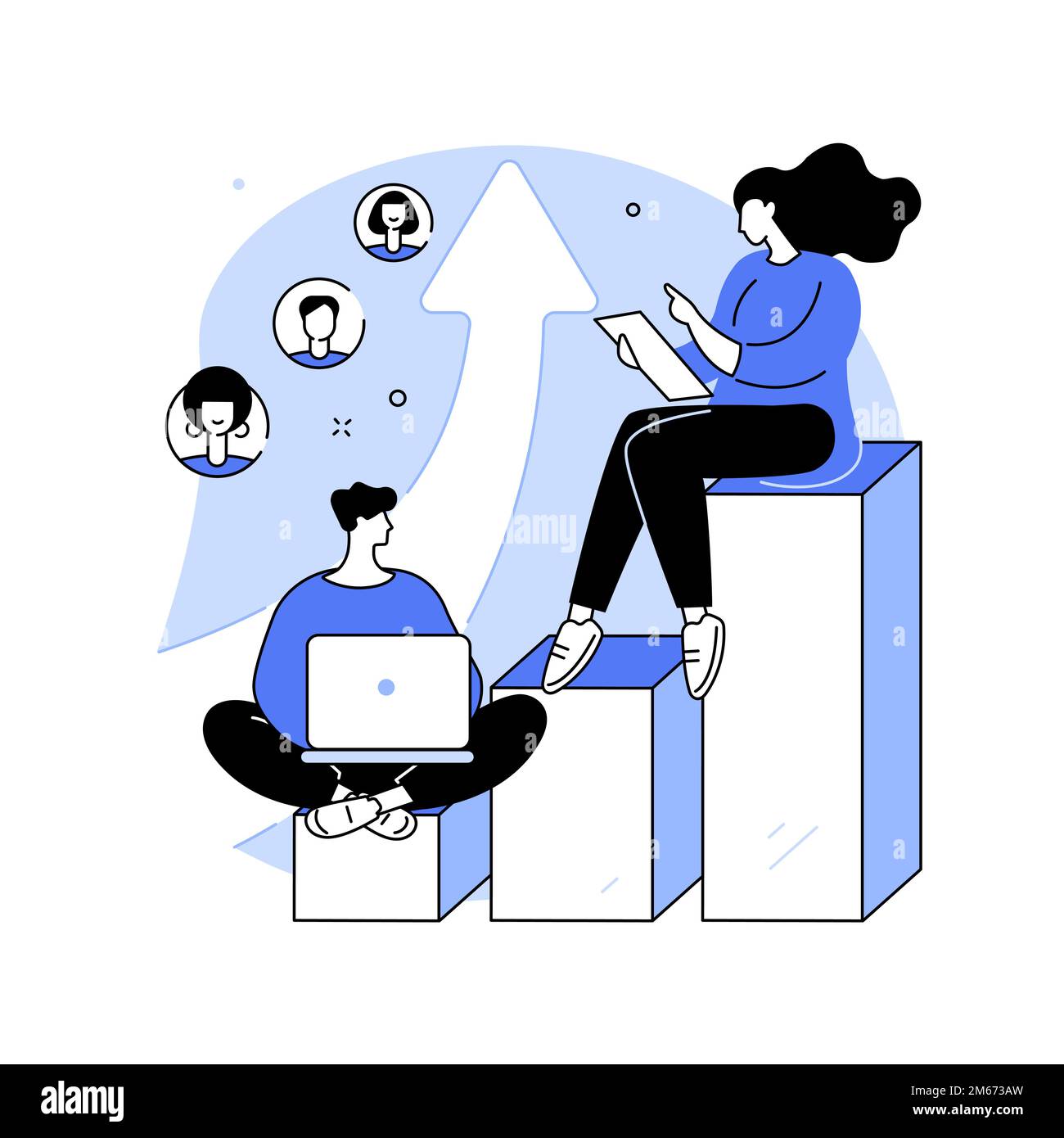 Illustrazione vettoriale del concetto astratto della scaletta corporativa. Cultura aziendale, impalcature, gerarchia dell'occupazione, aumento della carriera, personale dipendente Illustrazione Vettoriale