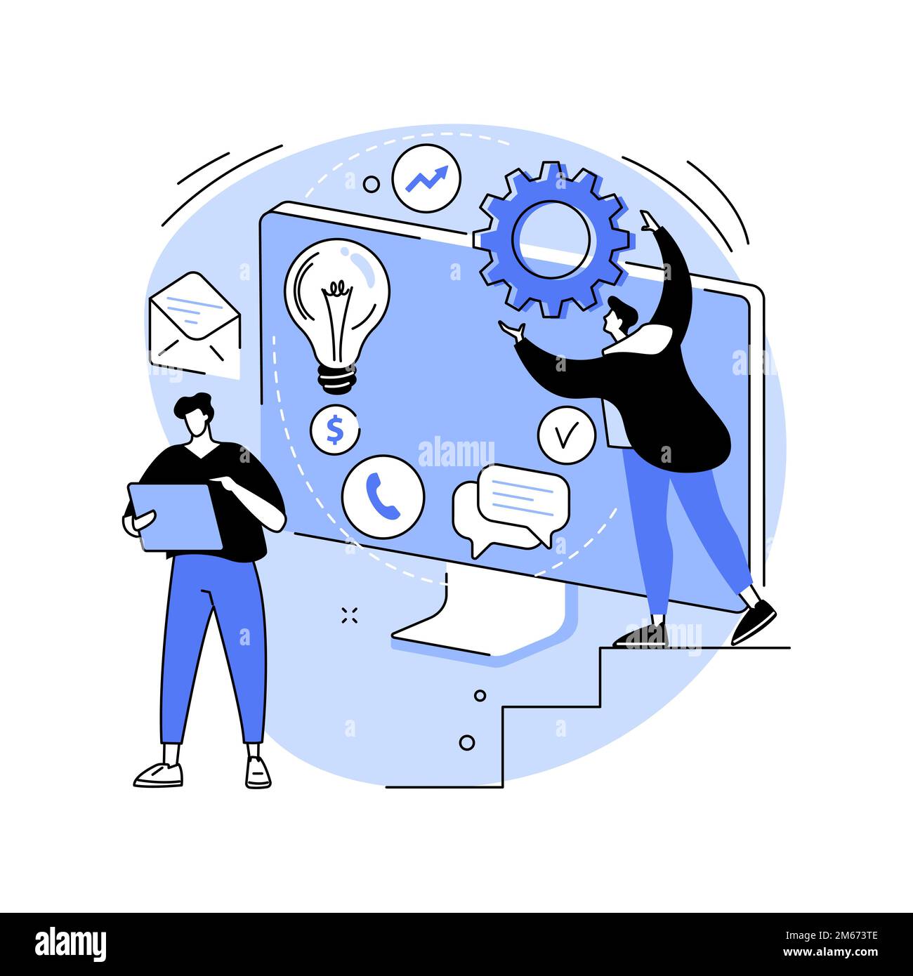 Illustrazione vettoriale del concetto astratto del processo del flusso di lavoro. Progettazione e automazione, incremento della produttività d'ufficio, dei processi aziendali, gestione dei progetti basata su cloud Illustrazione Vettoriale