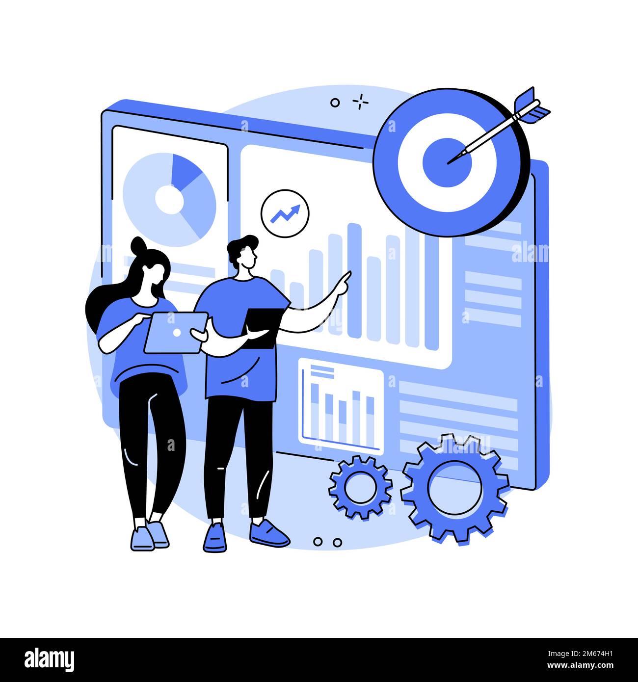 Illustrazione vettoriale del concetto astratto della gestione delle prestazioni. Disciplina delle risorse umane, software di gestione delle risorse umane, produttività dei dipendenti, tra prestazioni Illustrazione Vettoriale