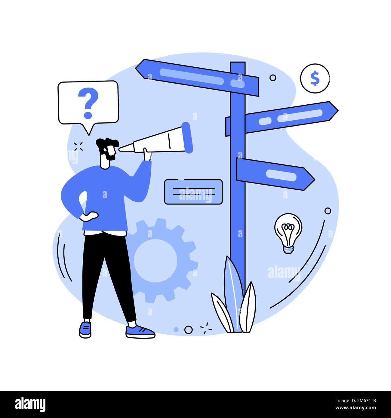 Illustrazione vettoriale del concetto astratto di gestione delle decisioni. Regole aziendali, gestione strategica dell'organizzazione, strumento IT, software di analisi aziendale, de Illustrazione Vettoriale