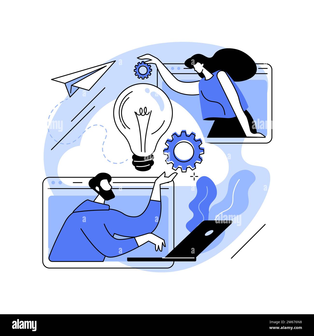 Illustrazione vettoriale del concetto astratto di collaborazione cloud. Collaborazione online, gestione aziendale remota, società di servizi informatici, tè distribuito Illustrazione Vettoriale