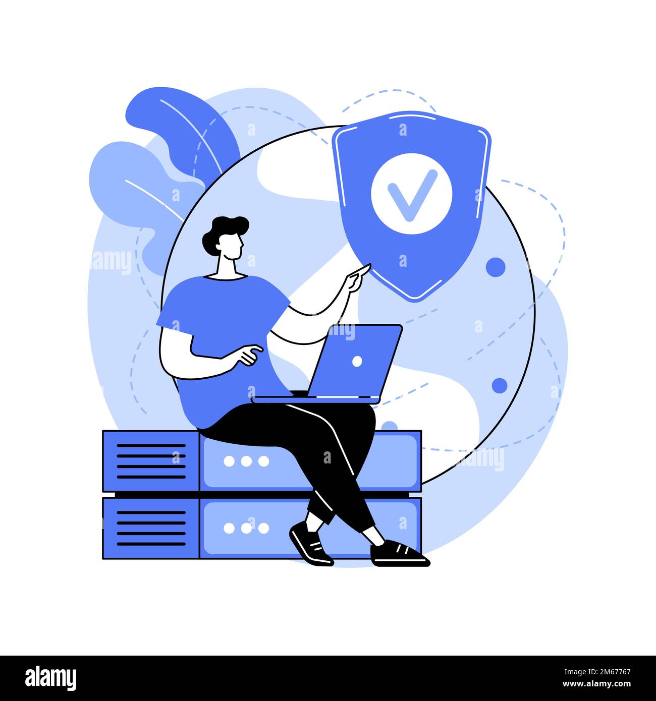 Illustrazione vettoriale del concetto astratto del server proxy. Rete di computer, server proxy di sblocco, connessione di utenti e siti Web, impostazioni di sicurezza Internet, Illustrazione Vettoriale