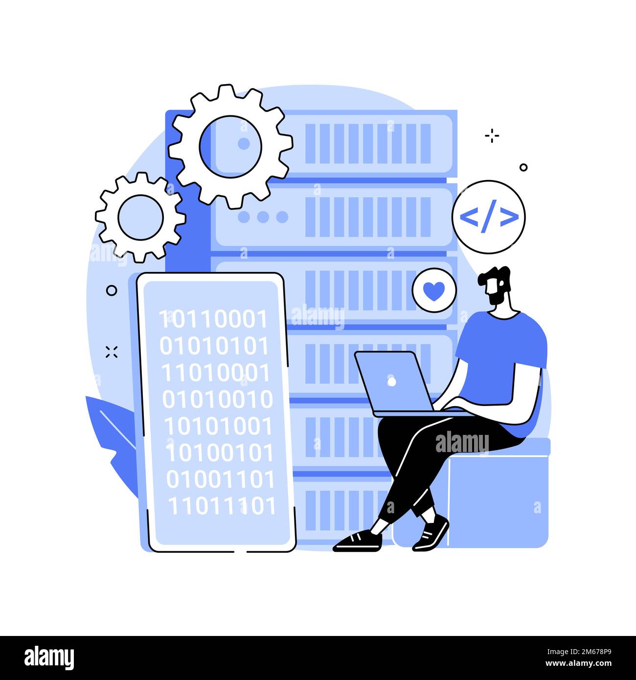Illustrazione vettoriale del concetto astratto delle applicazioni per i big data. Sviluppo di app per l'analisi dei big data, software di gestione delle informazioni, progettazione di database, Illustrazione Vettoriale