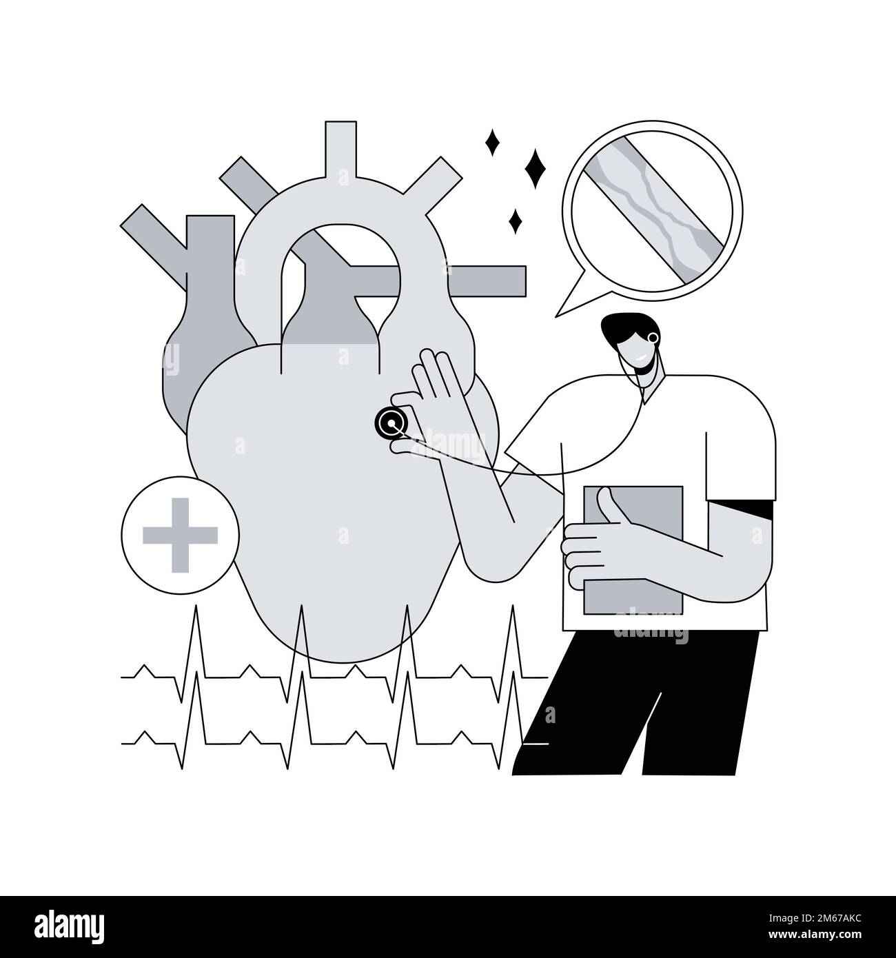 Illustrazione vettoriale del concetto di cardiopatia ischemica astratta. Disfunzione cardiaca, problema ischemico, coronaropatia, rischio di infarto, ischemia s. Illustrazione Vettoriale