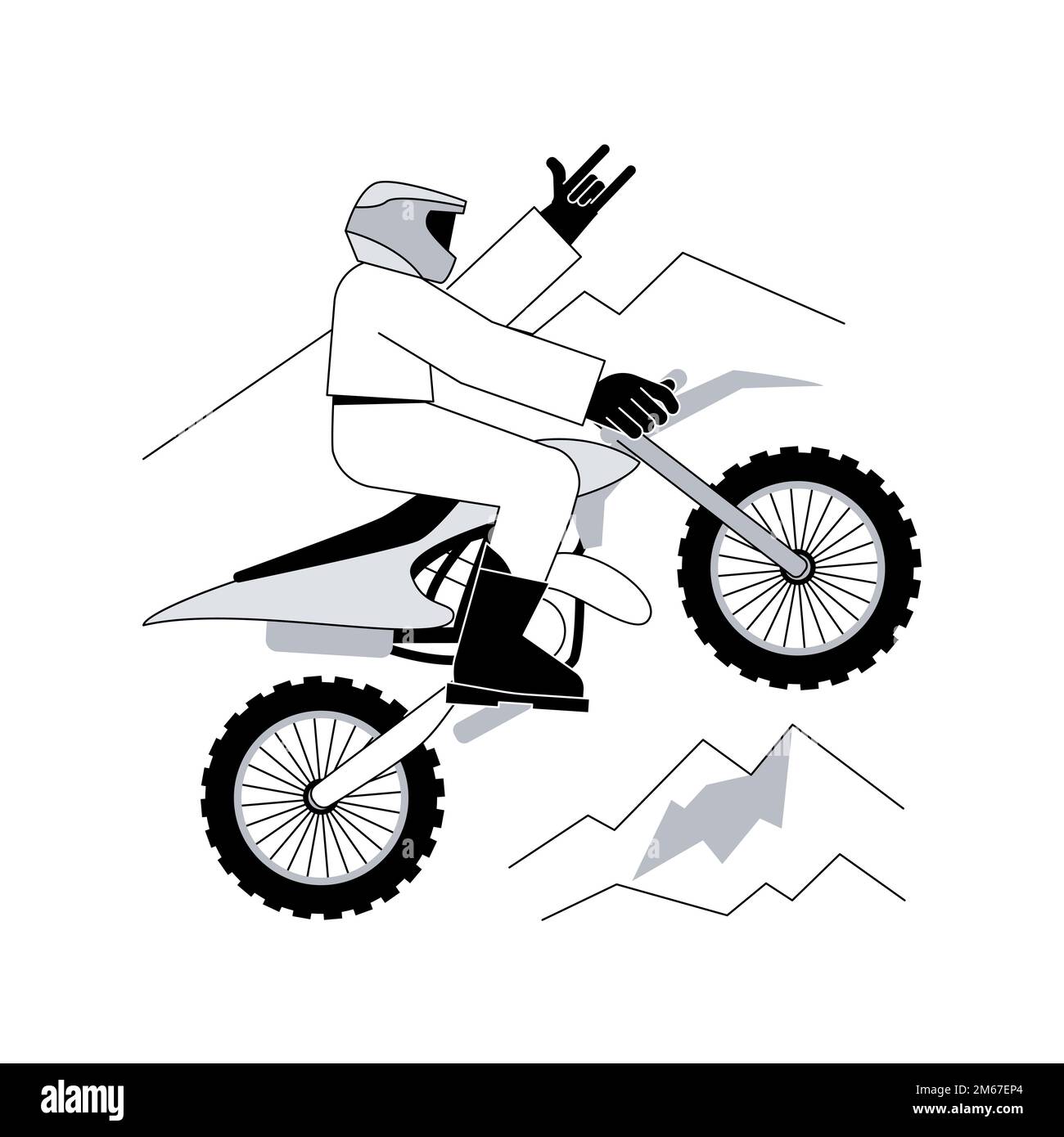 Illustrazione vettoriale del concetto astratto di Motocross. Sport d'avventura, campionato motorsport, gara motociclistica, pista estrema, rally motorcross, sporcizia enduro Illustrazione Vettoriale