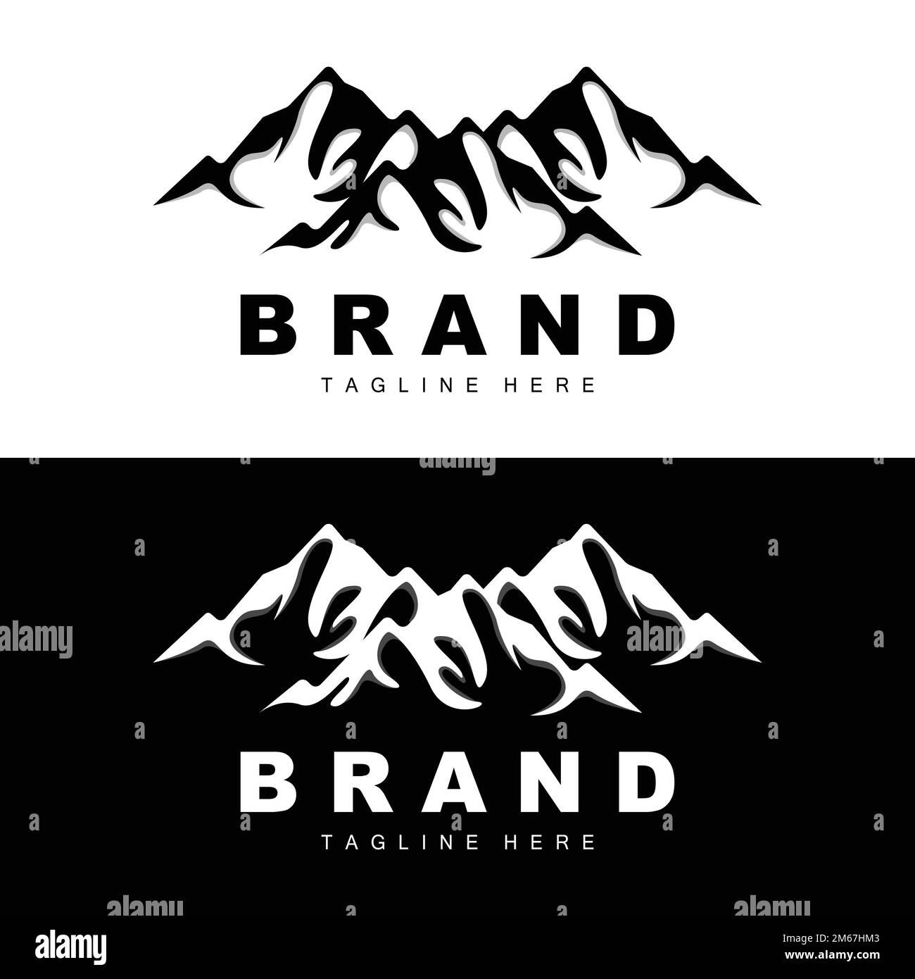 Logo di montagna, arrampicata Vector, avventura, Design per arrampicata, attrezzatura per arrampicata, E marchio con logo Mountain Illustrazione Vettoriale