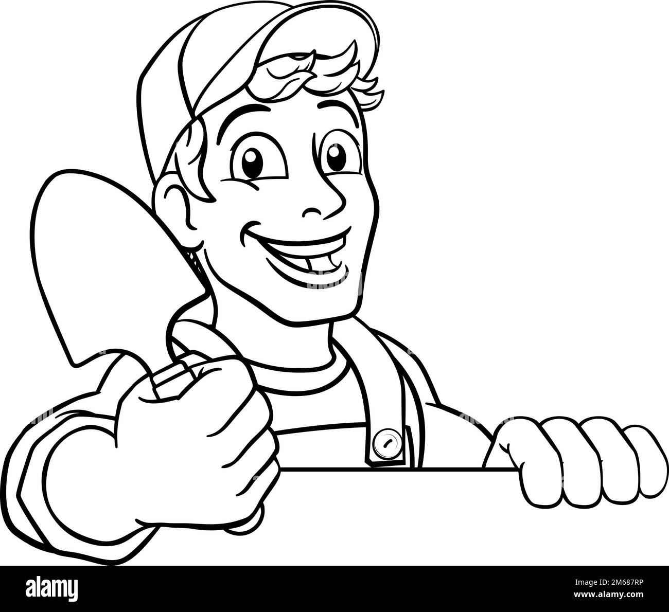 Giardiniere Cartoon Giardino vanga tuttofare Agricoltore Illustrazione Vettoriale