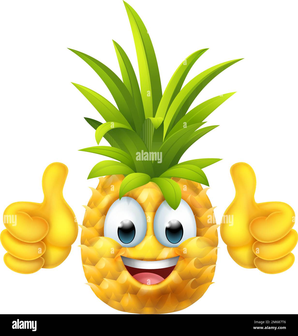 Frutta di ananas Cartoon Emoticon Mascotte Emoji Illustrazione Vettoriale