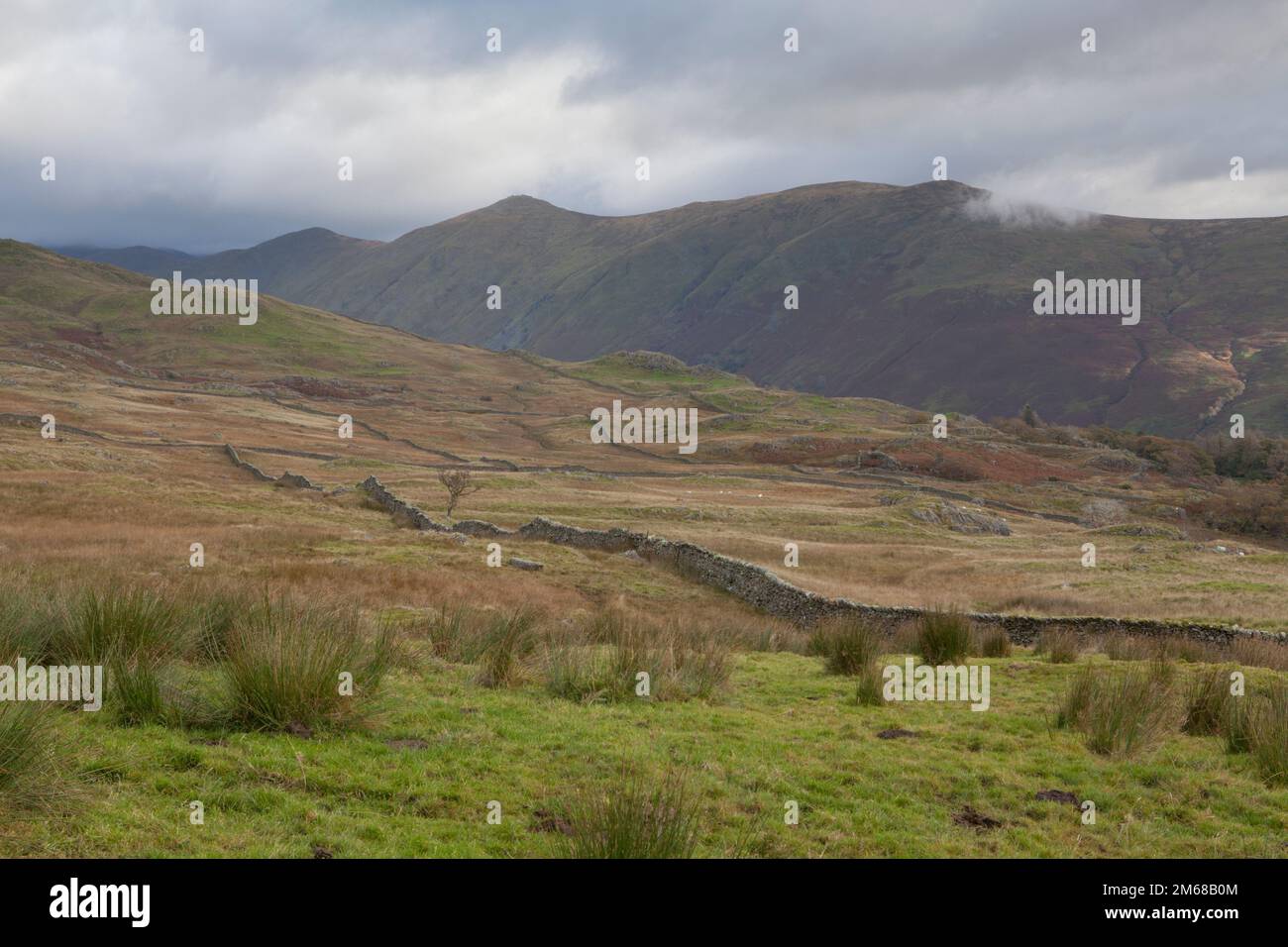 Nanny Lane è una vecchia strada di Drovers sulla strada per Wansfell Pike, da Troutbeck nel Lake District Foto Stock